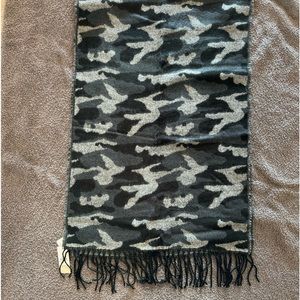 Gray Camouflage 22 X 70 Scarf with Fringe.